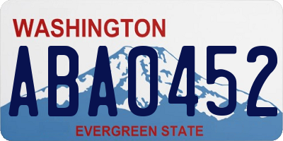 WA license plate ABA0452