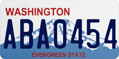 WA license plate ABA0454