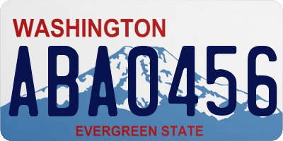 WA license plate ABA0456