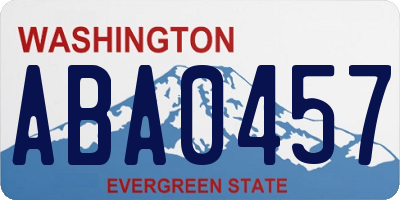 WA license plate ABA0457