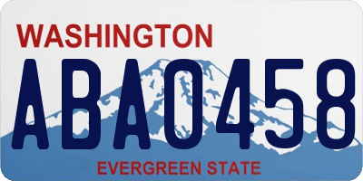 WA license plate ABA0458