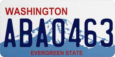 WA license plate ABA0463