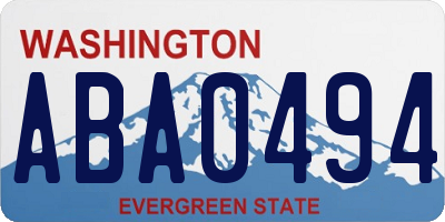 WA license plate ABA0494