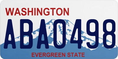 WA license plate ABA0498