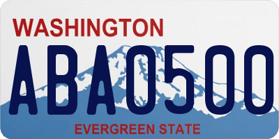 WA license plate ABA0500
