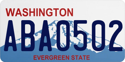 WA license plate ABA0502