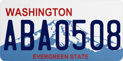 WA license plate ABA0508