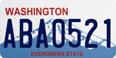 WA license plate ABA0521