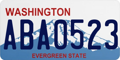 WA license plate ABA0523