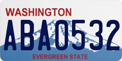 WA license plate ABA0532