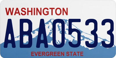 WA license plate ABA0533