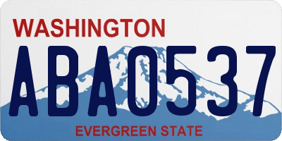 WA license plate ABA0537