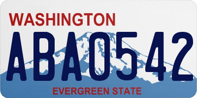 WA license plate ABA0542