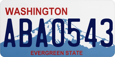 WA license plate ABA0543