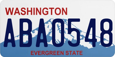 WA license plate ABA0548