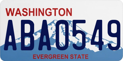 WA license plate ABA0549