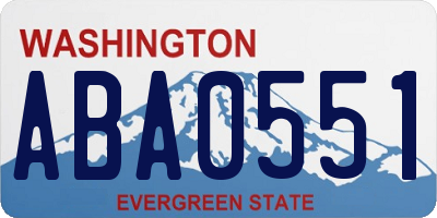 WA license plate ABA0551
