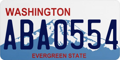 WA license plate ABA0554