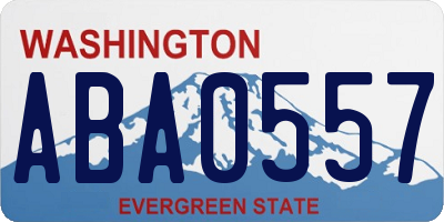 WA license plate ABA0557