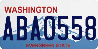 WA license plate ABA0558