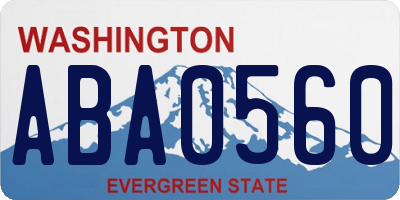 WA license plate ABA0560