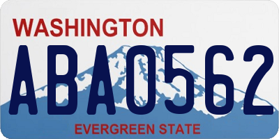 WA license plate ABA0562