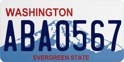 WA license plate ABA0567