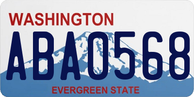 WA license plate ABA0568
