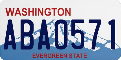 WA license plate ABA0571