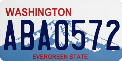 WA license plate ABA0572