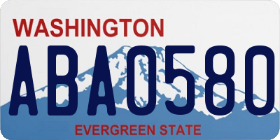 WA license plate ABA0580