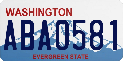 WA license plate ABA0581