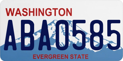 WA license plate ABA0585