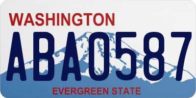 WA license plate ABA0587