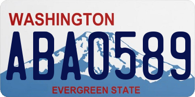 WA license plate ABA0589