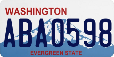 WA license plate ABA0598