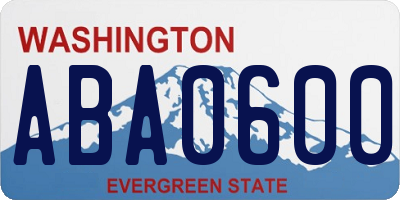 WA license plate ABA0600