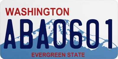 WA license plate ABA0601
