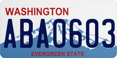 WA license plate ABA0603