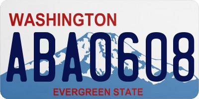 WA license plate ABA0608