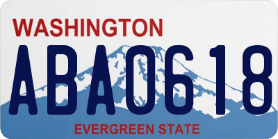 WA license plate ABA0618
