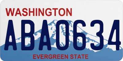 WA license plate ABA0634