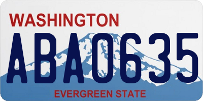 WA license plate ABA0635