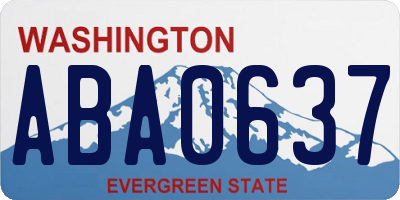 WA license plate ABA0637