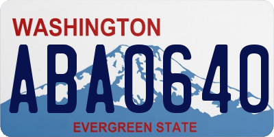 WA license plate ABA0640