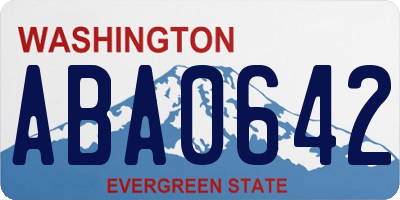 WA license plate ABA0642