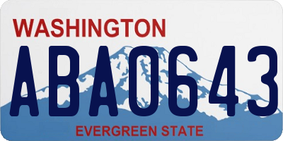 WA license plate ABA0643