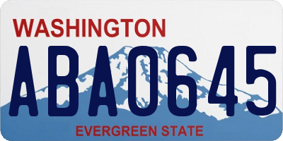WA license plate ABA0645