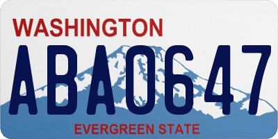 WA license plate ABA0647