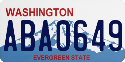 WA license plate ABA0649